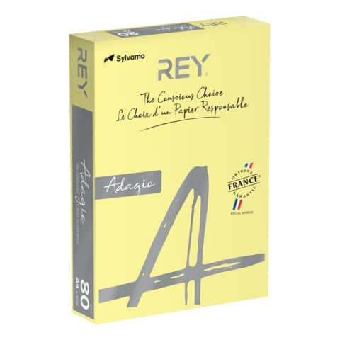 Carta colorata A4 Sylvamo Rey Adagio 80 g/m² giallo canarino 03 - Risma da 500 fogli - ADAGI080X626